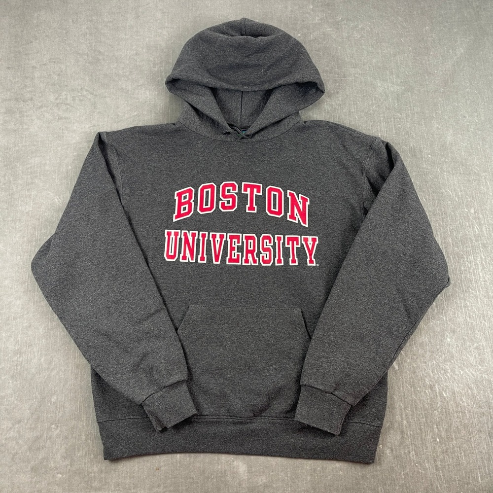 Boston University Men Medium Gray Hoodie Pullover